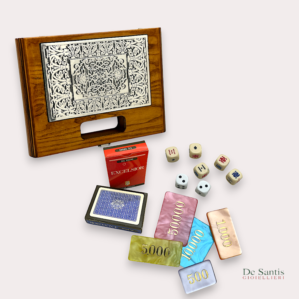 SCATOLA LEGNO PORTA Carte Da Gioco Con Fiches Regalo Elegante